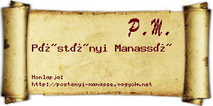 Pöstényi Manassé névjegykártya